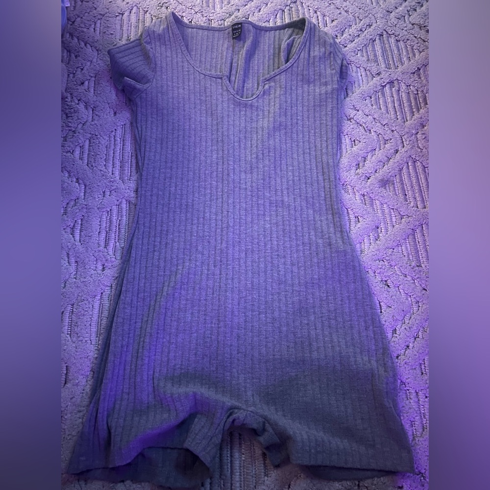 SHEIN Heather Gray Ribbed Knit Top